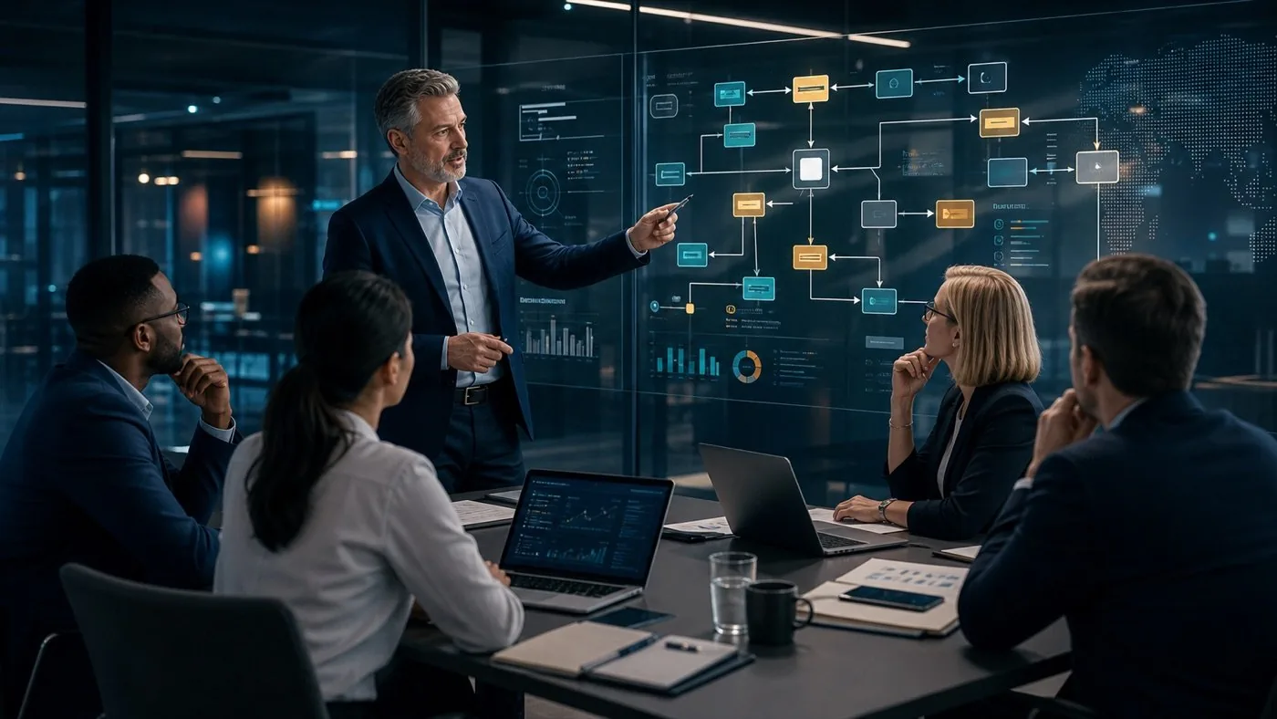 Leaders reviewing AI readiness and data workflow